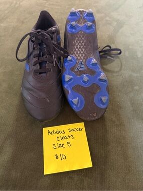 adidas Kids Soccer Cleats - Black with Blue Sole Accents